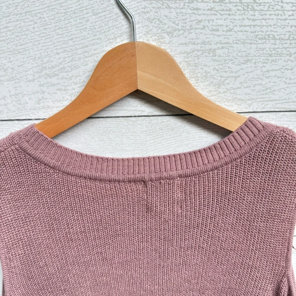 Hippie Rose | Mauve Cutout Sleeve Sweater – Soft Edge | Size L